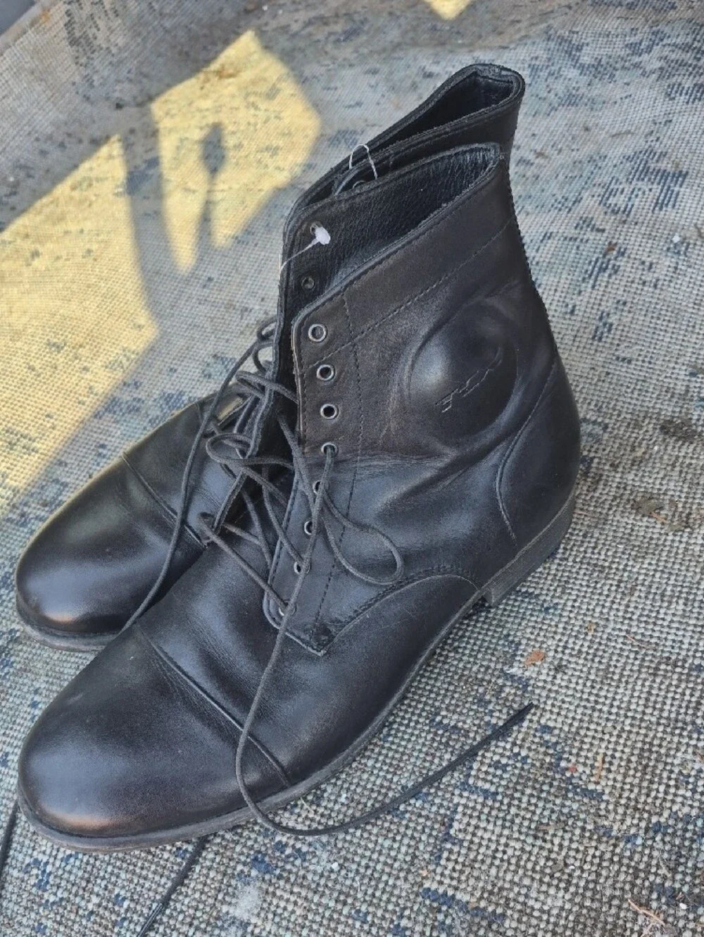 Men's Black Leather Lace-Up Ankle Boots by VEX